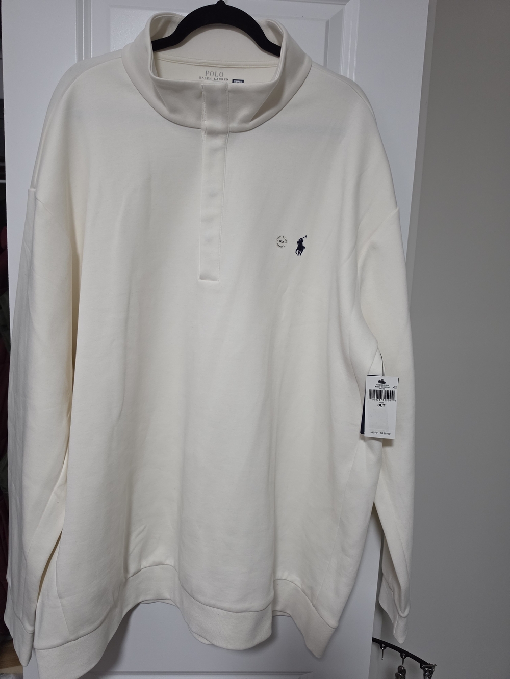 Polo by Ralph Lauren Cream Quarter-Zip Sweatshirt with Navy Pony